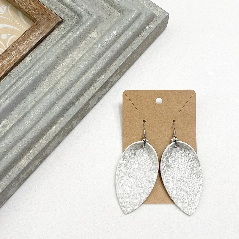 Silver leaf hand made earrings